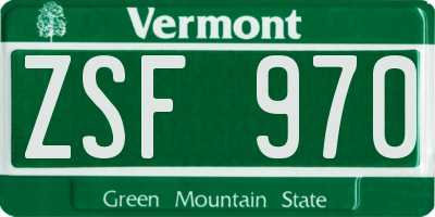 VT license plate ZSF970