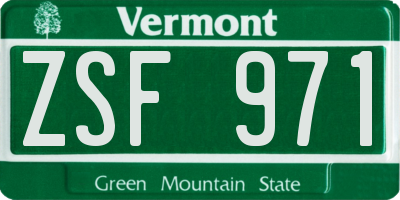 VT license plate ZSF971