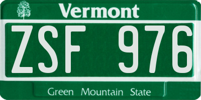 VT license plate ZSF976
