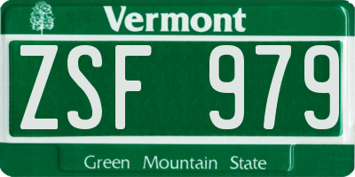 VT license plate ZSF979