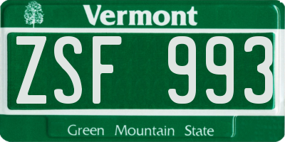VT license plate ZSF993