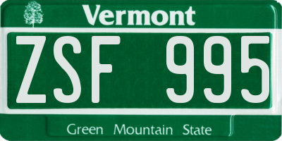 VT license plate ZSF995
