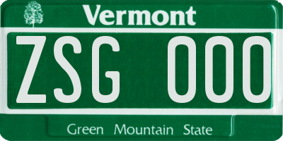 VT license plate ZSG000