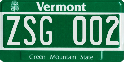 VT license plate ZSG002