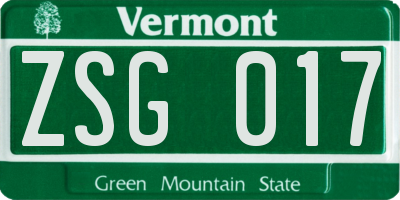VT license plate ZSG017