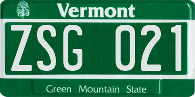 VT license plate ZSG021