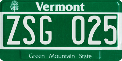 VT license plate ZSG025