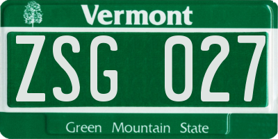VT license plate ZSG027