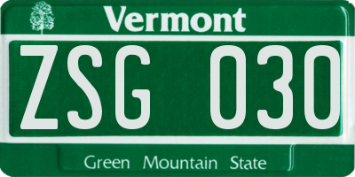 VT license plate ZSG030