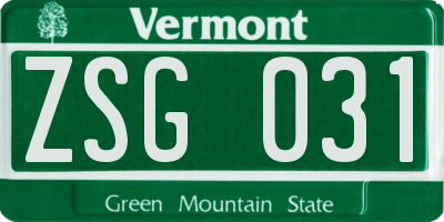 VT license plate ZSG031