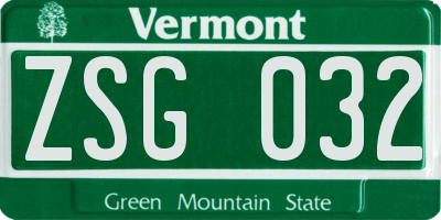 VT license plate ZSG032