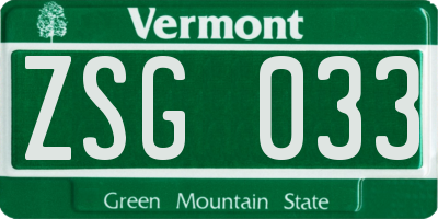 VT license plate ZSG033