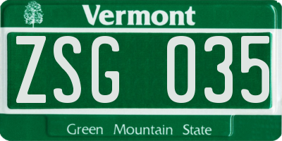 VT license plate ZSG035
