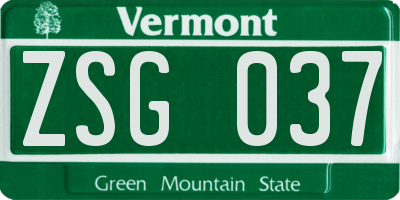 VT license plate ZSG037