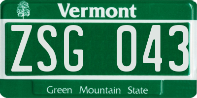 VT license plate ZSG043
