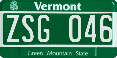 VT license plate ZSG046