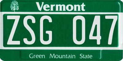 VT license plate ZSG047