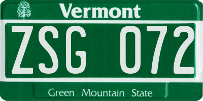 VT license plate ZSG072