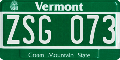 VT license plate ZSG073