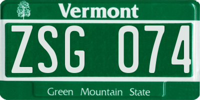 VT license plate ZSG074