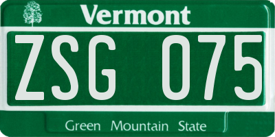 VT license plate ZSG075
