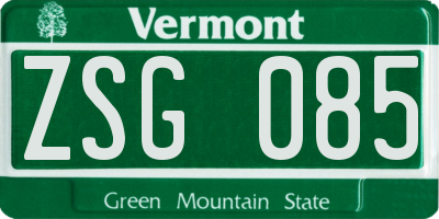 VT license plate ZSG085