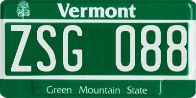 VT license plate ZSG088