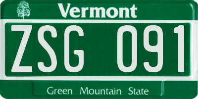 VT license plate ZSG091