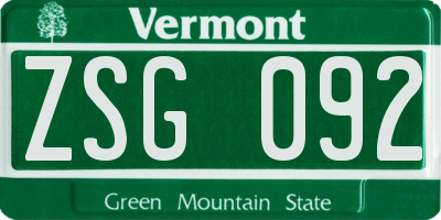 VT license plate ZSG092