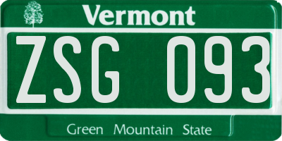 VT license plate ZSG093