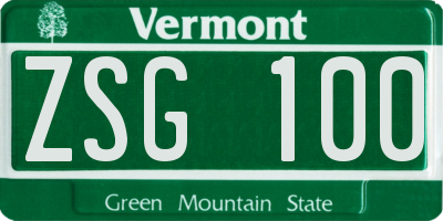 VT license plate ZSG100