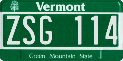 VT license plate ZSG114