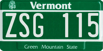 VT license plate ZSG115