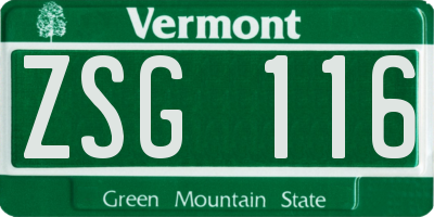VT license plate ZSG116