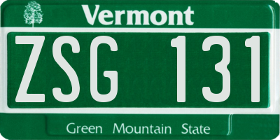 VT license plate ZSG131