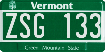 VT license plate ZSG133