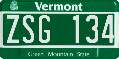 VT license plate ZSG134