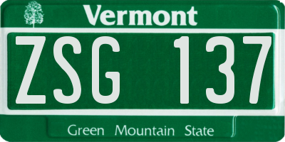 VT license plate ZSG137