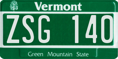 VT license plate ZSG140