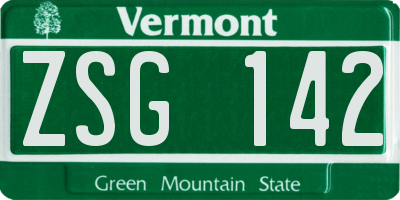 VT license plate ZSG142