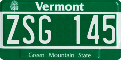VT license plate ZSG145