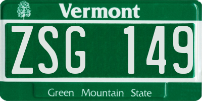 VT license plate ZSG149