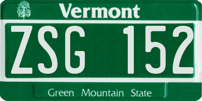 VT license plate ZSG152