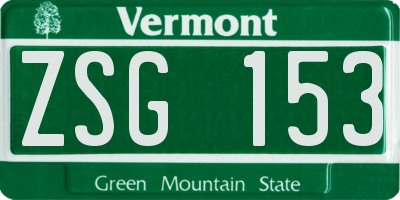 VT license plate ZSG153