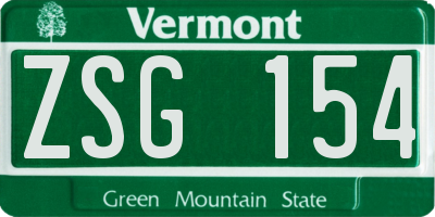 VT license plate ZSG154