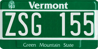 VT license plate ZSG155