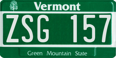 VT license plate ZSG157