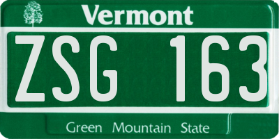 VT license plate ZSG163
