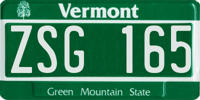 VT license plate ZSG165