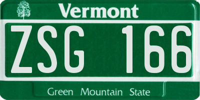 VT license plate ZSG166